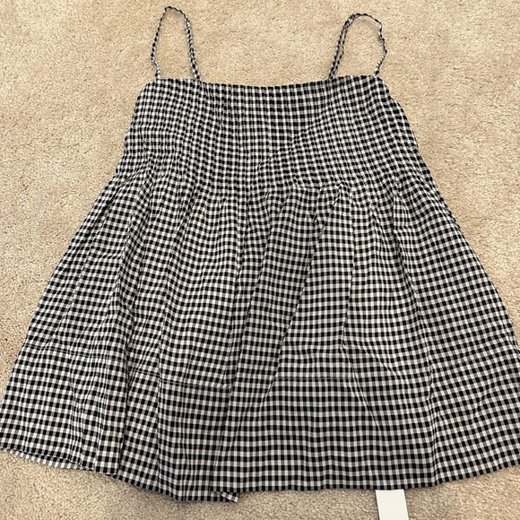 Reformation Cici Top Camisole Sz 2 Remy Check Black White Causal Cotton NWT - Picture 4 of 5
